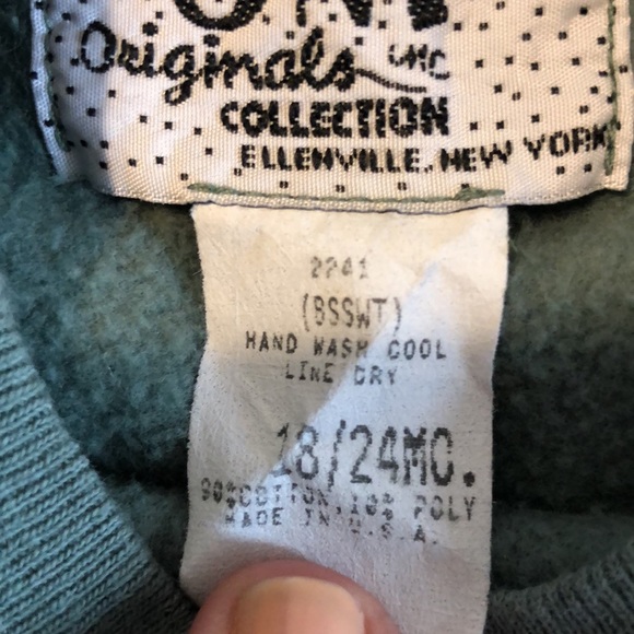 Vintage Made in the USA Distressed Green Pullover Sweatshirt with Big Trucks - Picture 4 of 16